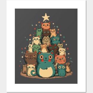 Christmas tree made of happy cats Posters and Art